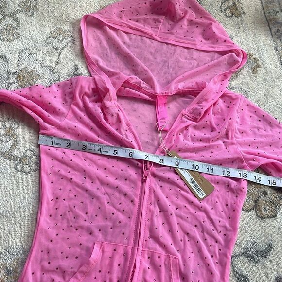 SKIMS NWT Mesh Rhinestone Swim Cover Up Zip Up - Picture 7 of 8